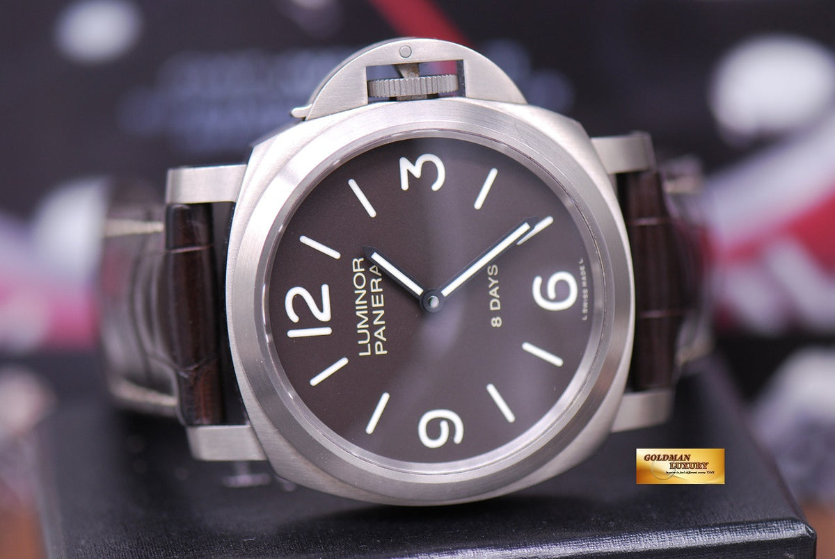 [SOLD] PANERAI LUMINOR TITANIUM 8 DAYS TOBACCO BROWN DIAL PAM 562 MANUAL (NEAR MINT)