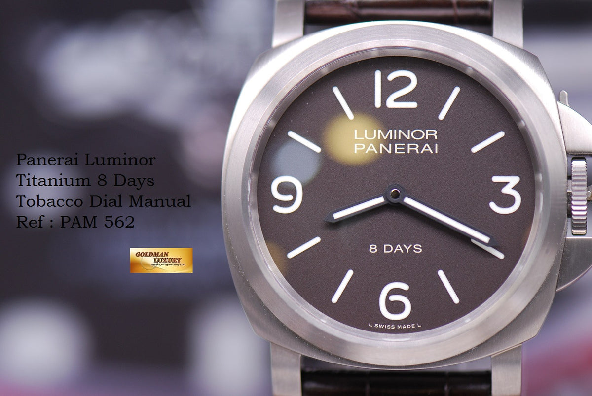 [SOLD] PANERAI LUMINOR TITANIUM 8 DAYS TOBACCO BROWN DIAL PAM 562 MANUAL (NEAR MINT)
