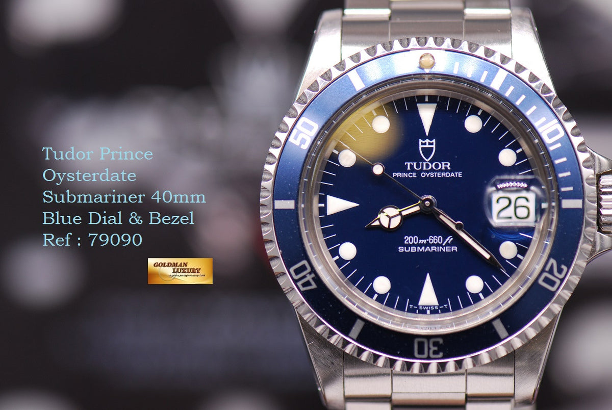 [SOLD] TUDOR OYSTER PRINCEDATE SUBMARINER BLUE DIAL / BLUE BEZEL 40mm Ref 79090 (MINT)