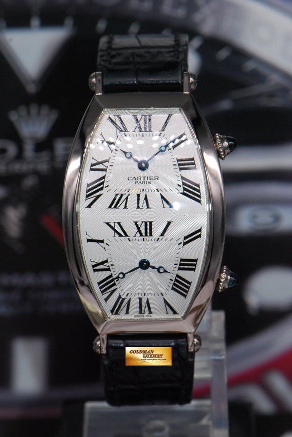 [SOLD] CARTIER TONNEAU COLLECTION PRIVEE 18K WHITE GOLD DUAL TIME MECHANICAL WINDING (MINT)
