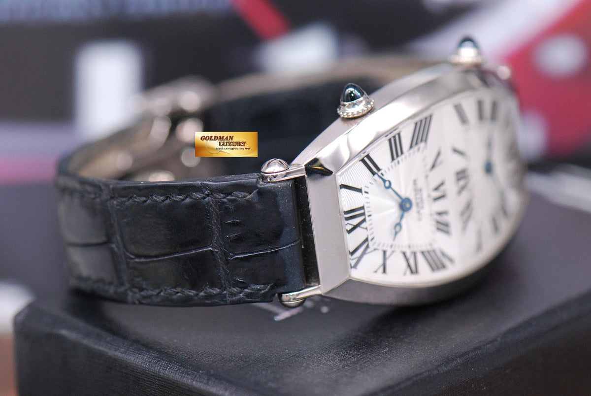 [SOLD] CARTIER TONNEAU COLLECTION PRIVEE 18K WHITE GOLD DUAL TIME MECHANICAL WINDING (MINT)