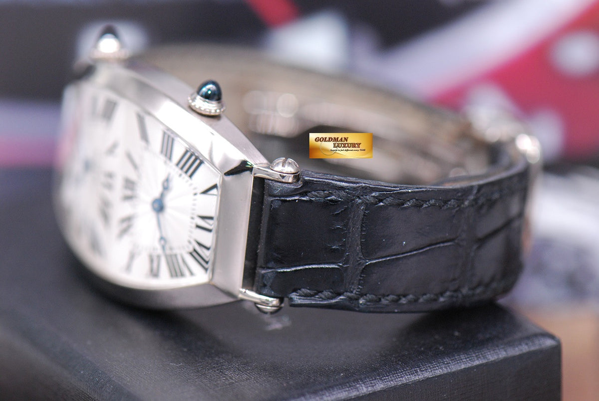 [SOLD] CARTIER TONNEAU COLLECTION PRIVEE 18K WHITE GOLD DUAL TIME MECHANICAL WINDING (MINT)
