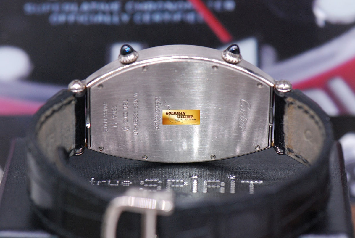 [SOLD] CARTIER TONNEAU COLLECTION PRIVEE 18K WHITE GOLD DUAL TIME MECHANICAL WINDING (MINT)