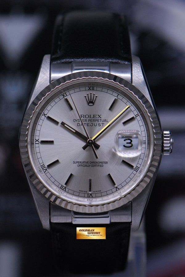 [SOLD] ROLEX OYSTER DATEJUST 36mm GENTS STAINLESS STEEL SILVER DIAL Ref : 16234 (MINT)