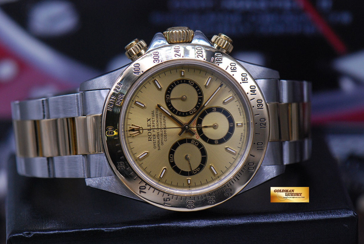 [SOLD] ROLEX OYSTER DAYTONA HALF-GOLD ZENITH MOVEMENT GOLD DIAL Ref : 16523 (MINT)