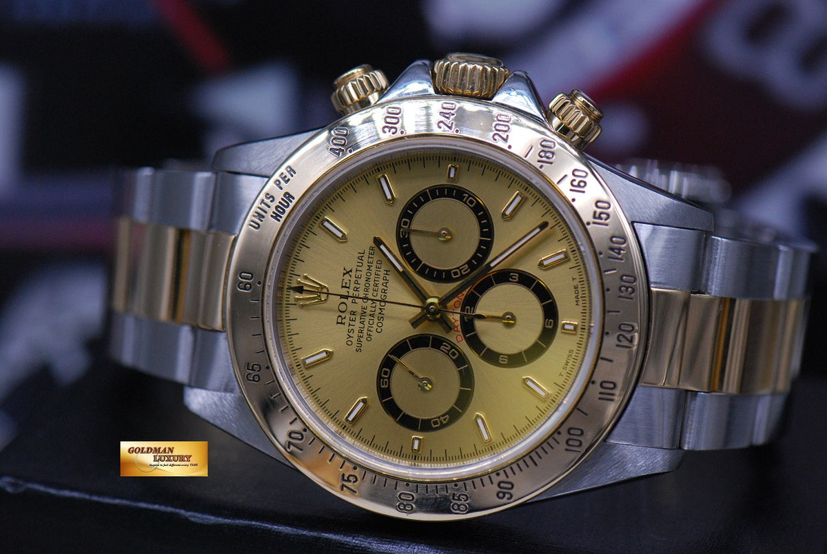 [SOLD] ROLEX OYSTER DAYTONA HALF-GOLD ZENITH MOVEMENT GOLD DIAL Ref : 16523 (MINT)