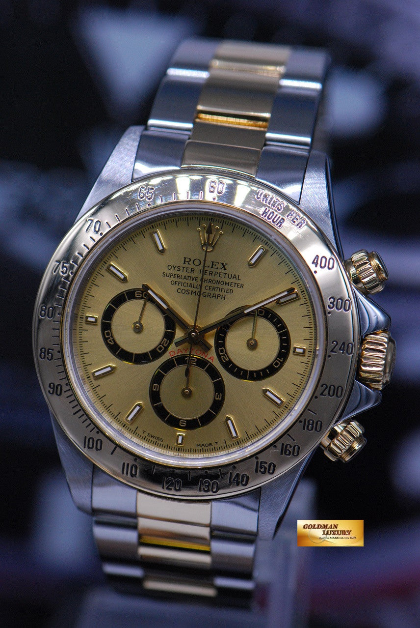 [SOLD] ROLEX OYSTER DAYTONA HALF-GOLD ZENITH MOVEMENT GOLD DIAL Ref : 16523 (MINT)