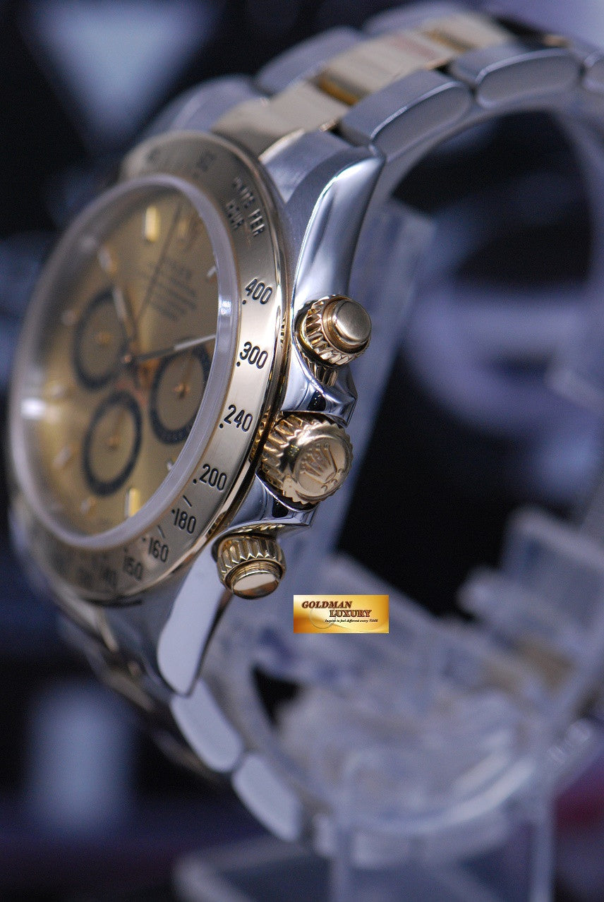 [SOLD] ROLEX OYSTER DAYTONA HALF-GOLD ZENITH MOVEMENT GOLD DIAL Ref : 16523 (MINT)