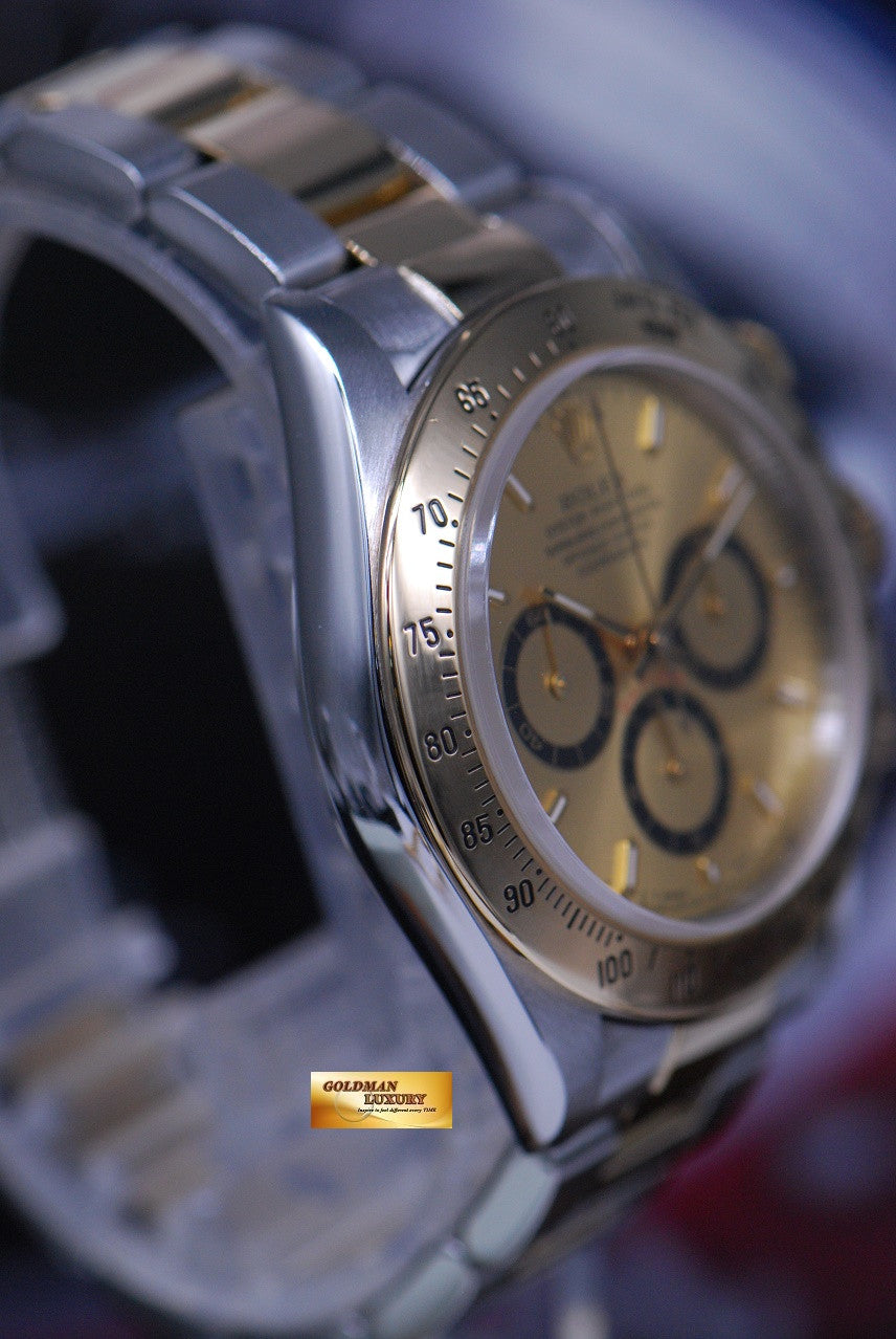 [SOLD] ROLEX OYSTER DAYTONA HALF-GOLD ZENITH MOVEMENT GOLD DIAL Ref : 16523 (MINT)