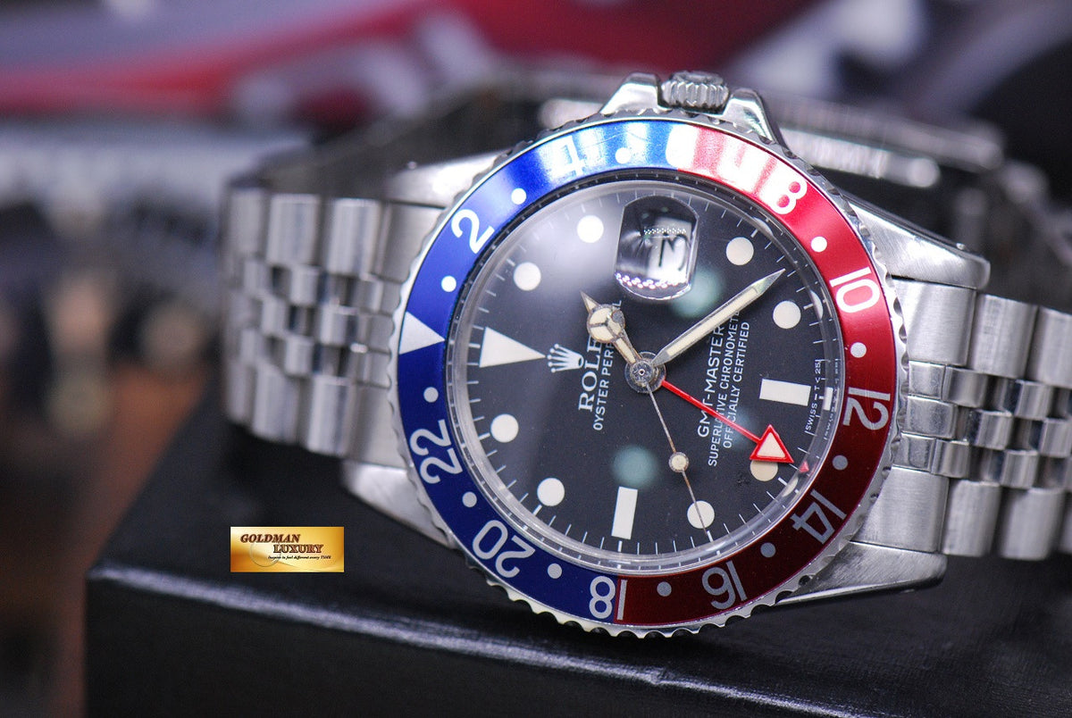 [SOLD] ROLEX OYSTER PERPETUAL GMT-MASTER I MATTE DIAL RED HAND 1675 (VINTAGE AGING)