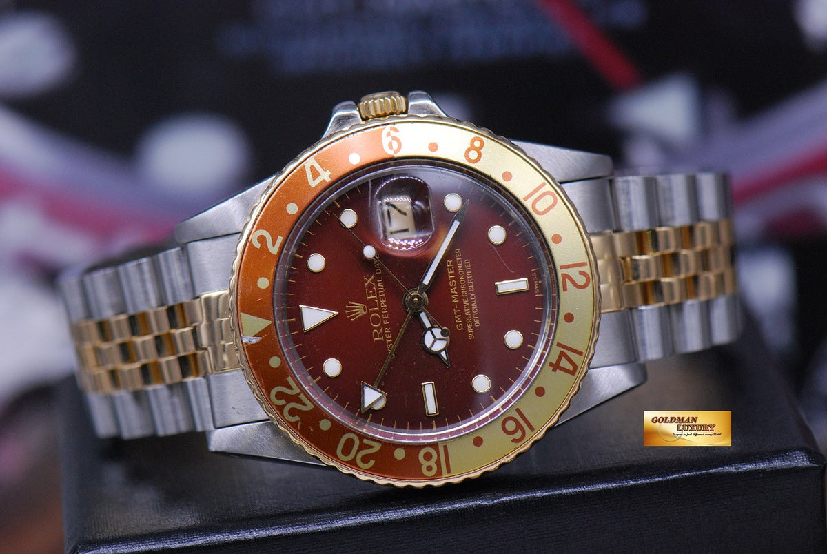 [SOLD] ROLEX OYSTER PERPETUAL GMT-MASTER I HALF-GOLD ROOT BEER 16753 (VINTAGE)