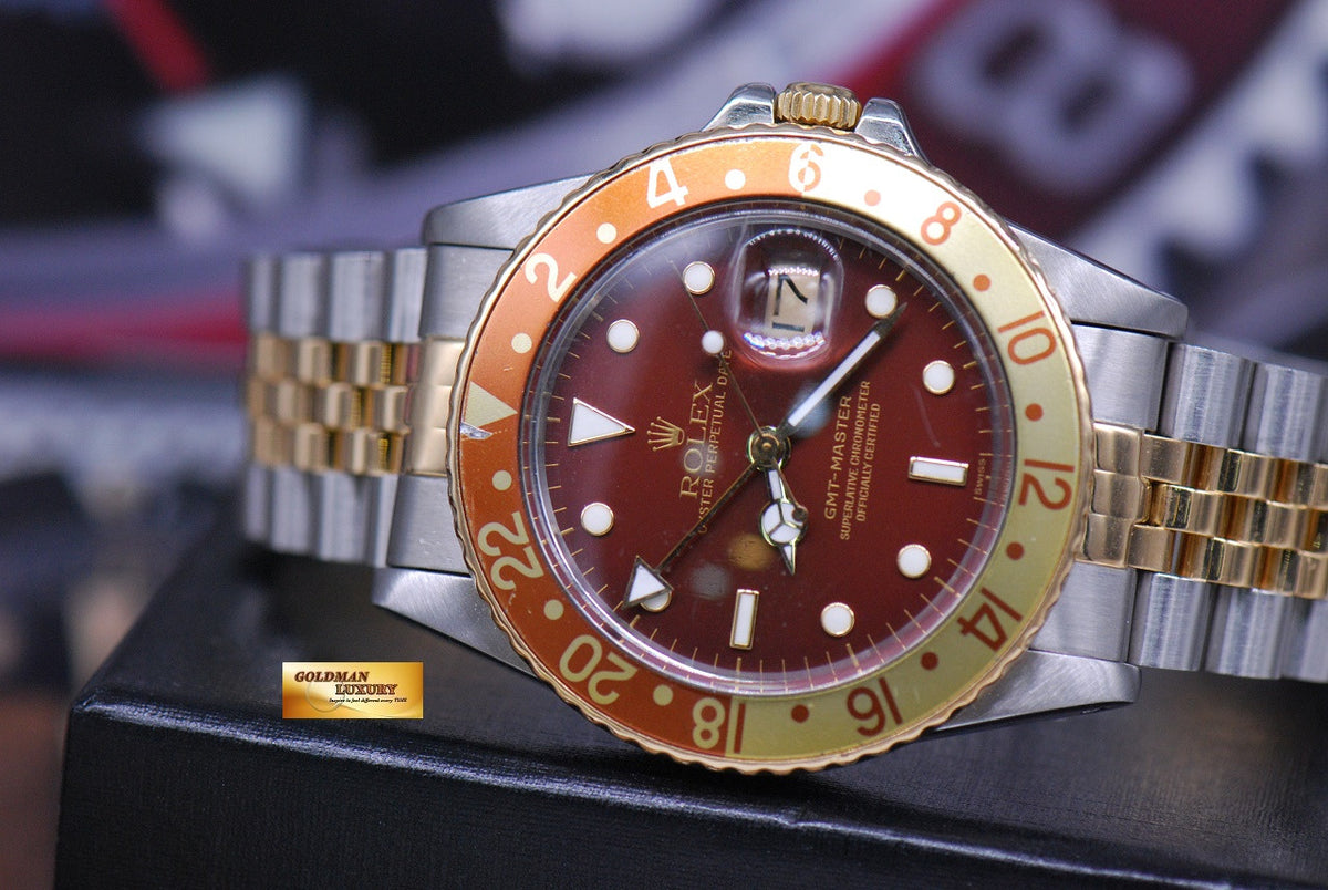 [SOLD] ROLEX OYSTER PERPETUAL GMT-MASTER I HALF-GOLD ROOT BEER 16753 (VINTAGE)