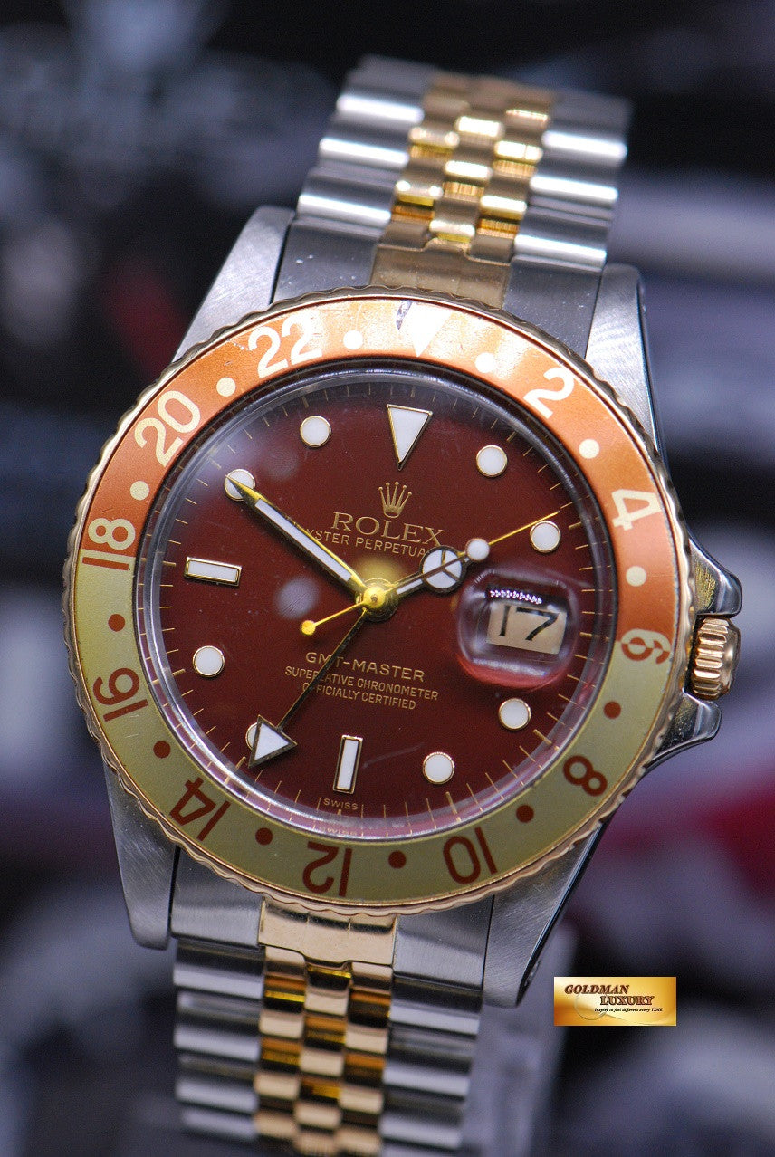 [SOLD] ROLEX OYSTER PERPETUAL GMT-MASTER I HALF-GOLD ROOT BEER 16753 (VINTAGE)
