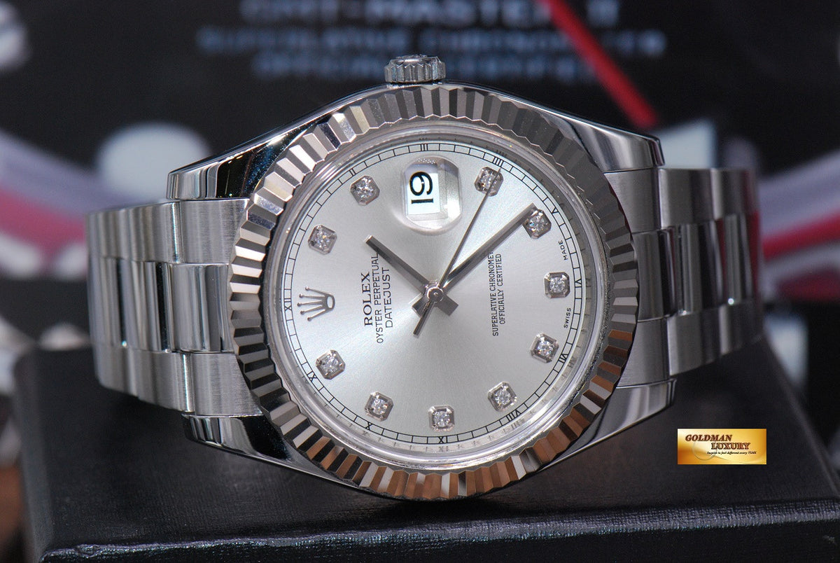 [SOLD] ROLEX OYSTER DATEJUST 41mm DIAMOND DIAL SILVER DIAL Ref : 116334 (MINT)