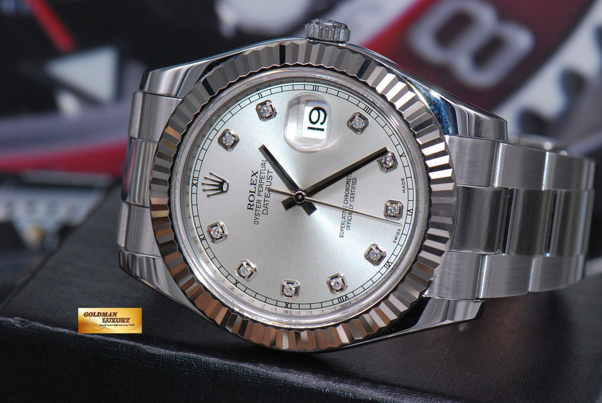 [SOLD] ROLEX OYSTER DATEJUST 41mm DIAMOND DIAL SILVER DIAL Ref : 116334 (MINT)