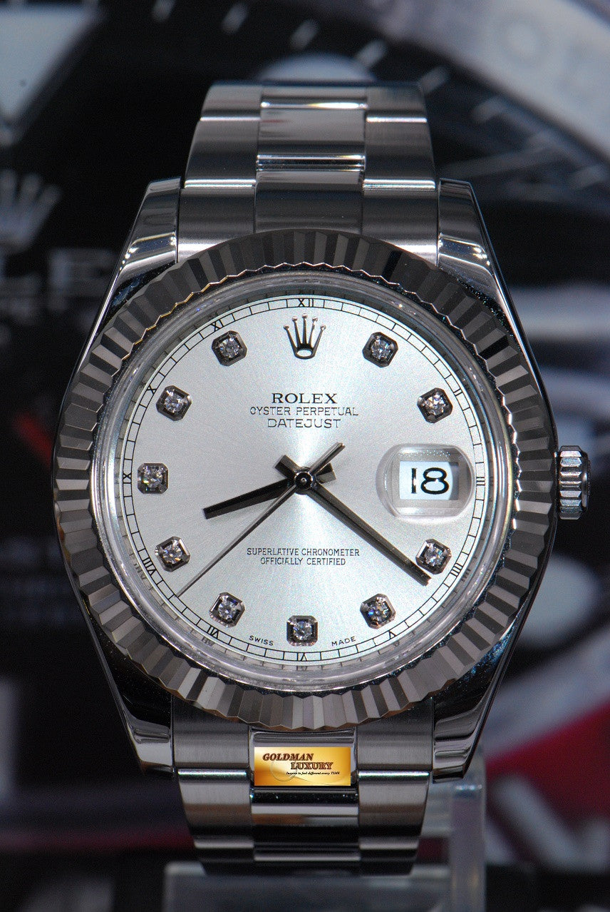 [SOLD] ROLEX OYSTER DATEJUST 41mm DIAMOND DIAL SILVER DIAL Ref : 116334 (MINT)