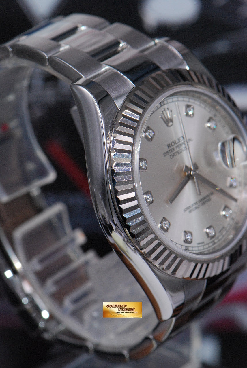 [SOLD] ROLEX OYSTER DATEJUST 41mm DIAMOND DIAL SILVER DIAL Ref : 116334 (MINT)