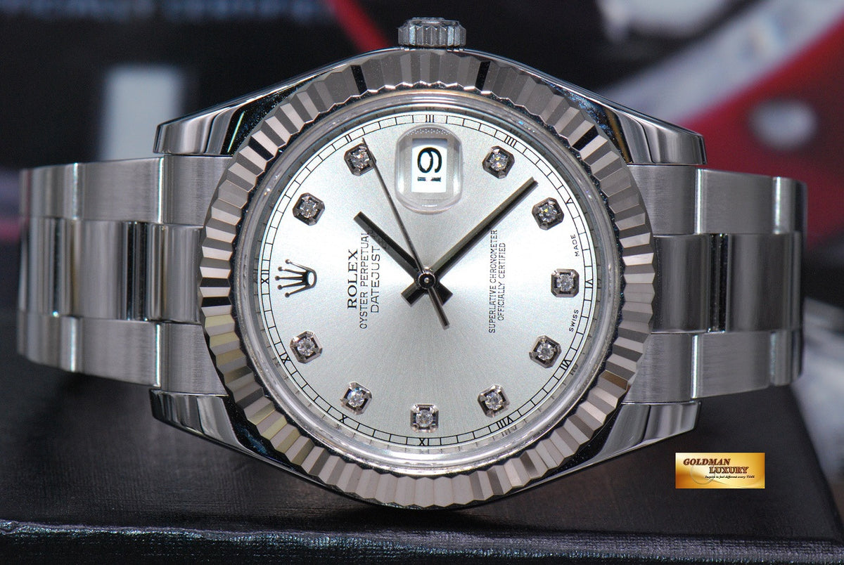 [SOLD] ROLEX OYSTER DATEJUST 41mm DIAMOND DIAL SILVER DIAL Ref : 116334 (MINT)
