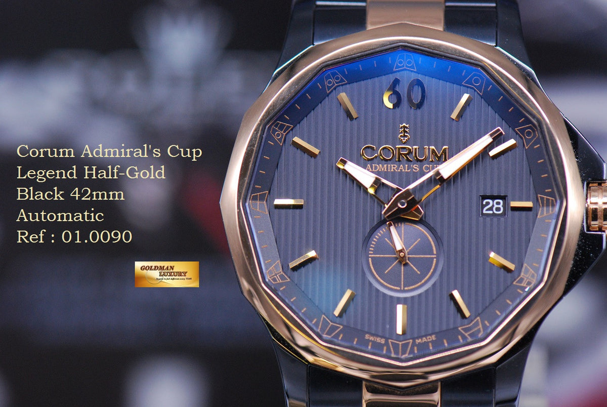 [SOLD] CORUM ADMIRAL’S CUP 42 LEGEND HALF-GOLD BLACK AUTOMATIC (LNIB)