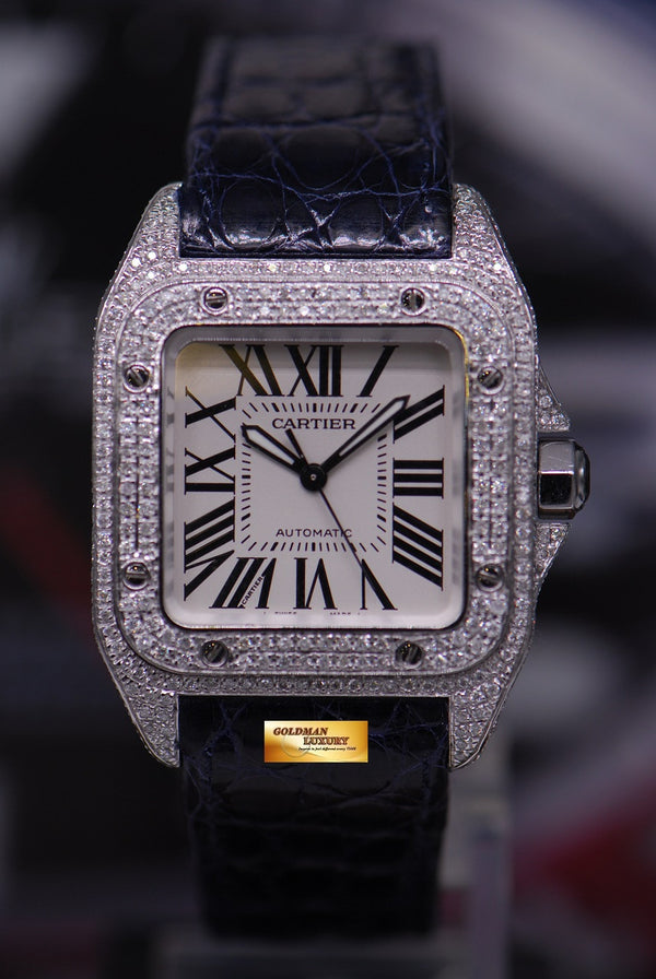 [SOLD] CARTIER SANTOS 100 MIDSIZE LADIES FULL DIAMONDS AUTOMATIC (MINT)