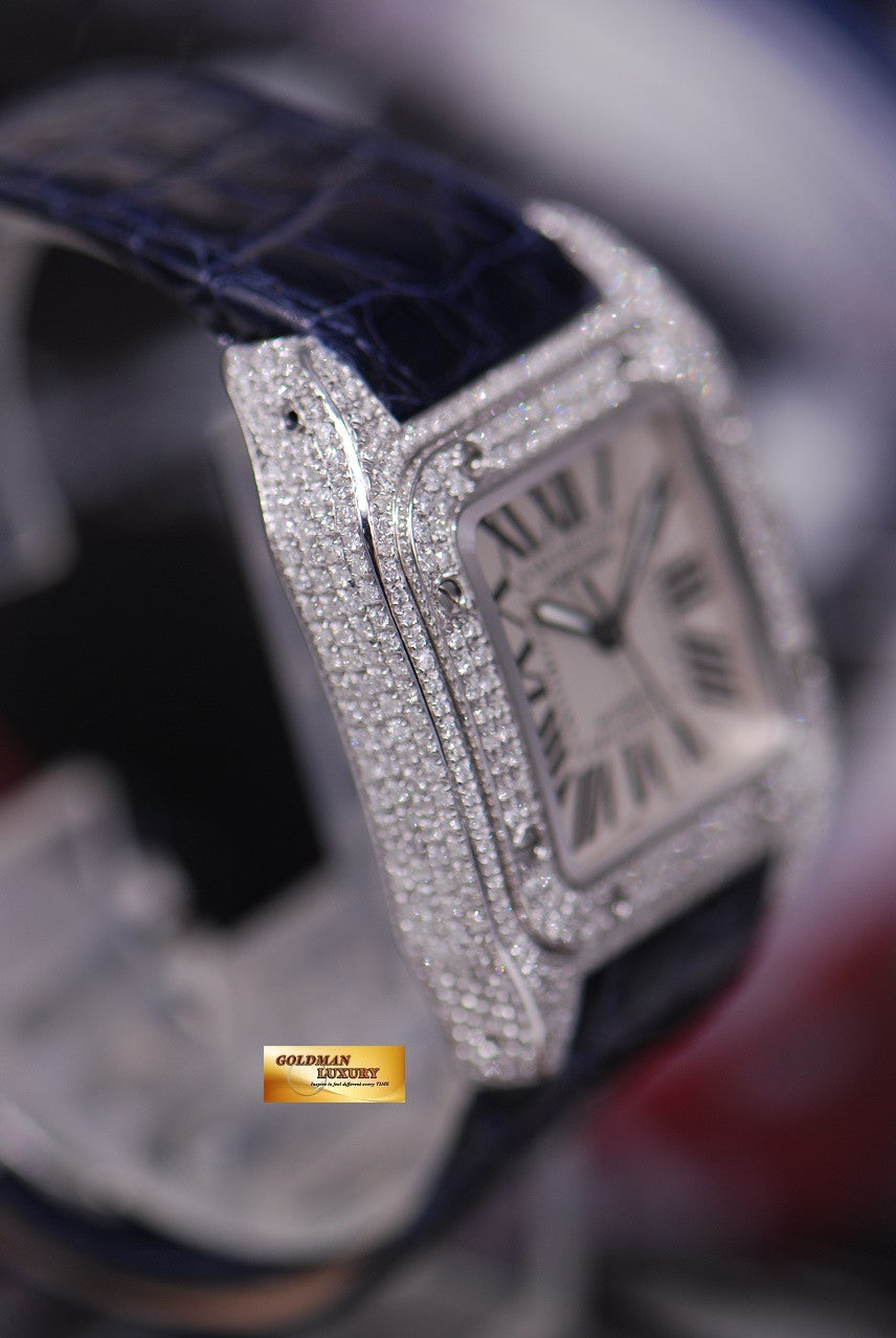 [SOLD] CARTIER SANTOS 100 MIDSIZE LADIES FULL DIAMONDS AUTOMATIC (MINT)