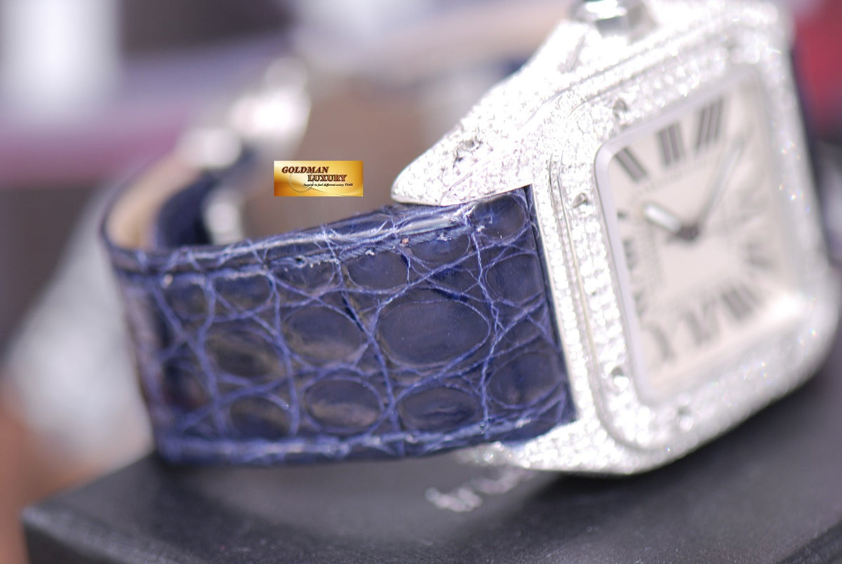 [SOLD] CARTIER SANTOS 100 MIDSIZE LADIES FULL DIAMONDS AUTOMATIC (MINT)