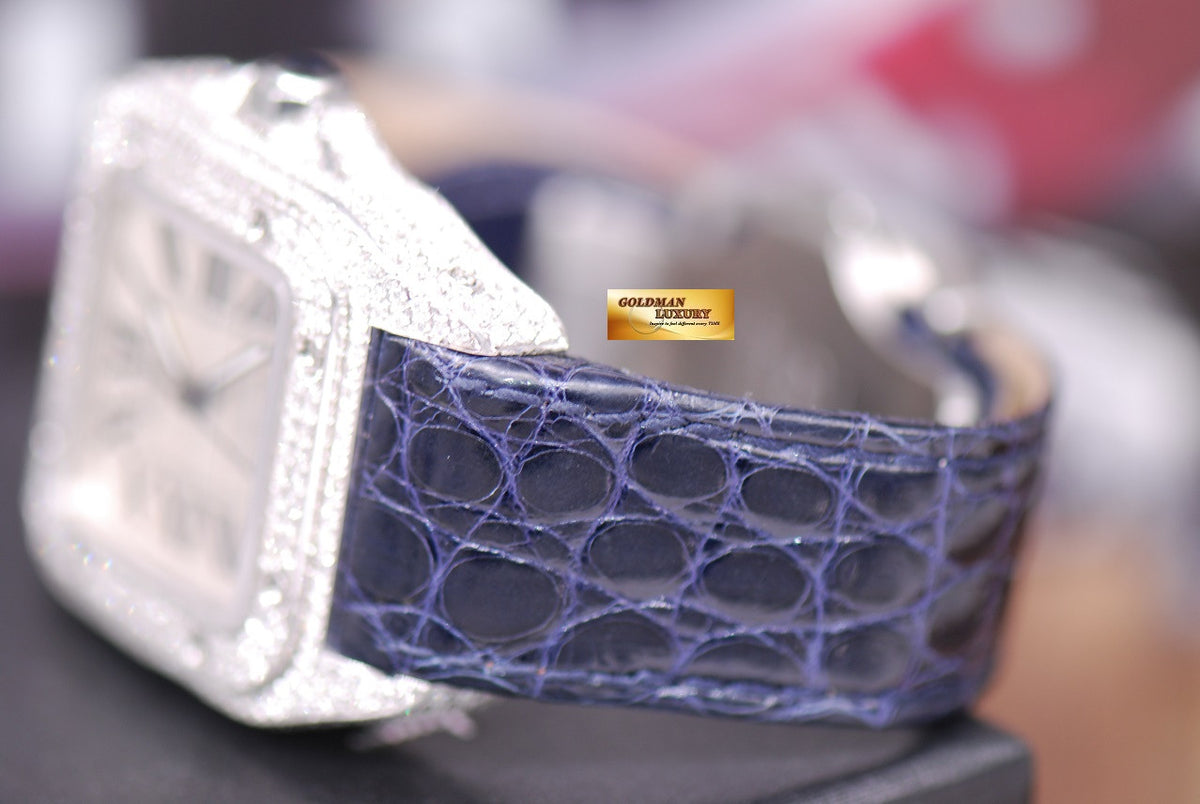 [SOLD] CARTIER SANTOS 100 MIDSIZE LADIES FULL DIAMONDS AUTOMATIC (MINT)