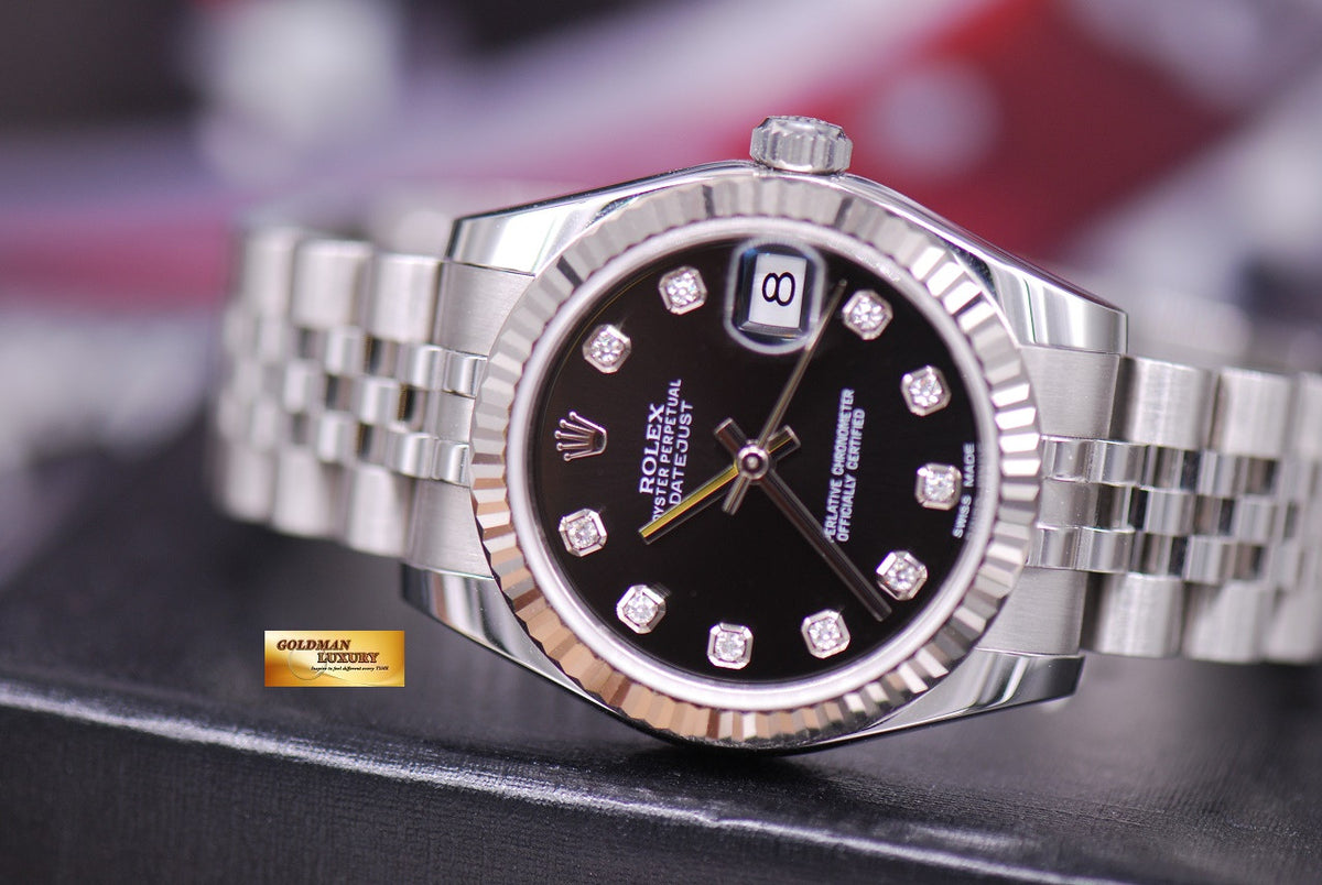 [SOLD] ROLEX OYSTER PERPETUAL DATEJUST DIAMONDS DIAL BOYSIZE BLACK Ref 178274 (MINT)