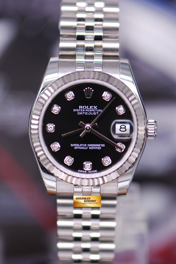 [SOLD] ROLEX OYSTER PERPETUAL DATEJUST DIAMONDS DIAL BOYSIZE BLACK Ref 178274 (MINT)