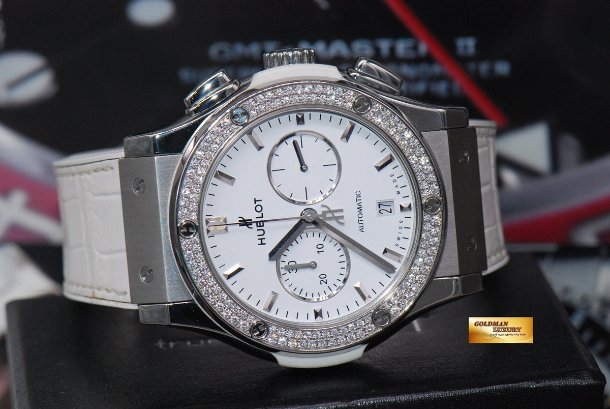 [SOLD] HUBLOT CLASSIC FUSION 42mm LADIES CHRONOGRAPH DIAMOND WHITE AUTOMATIC (NEAR MINT)