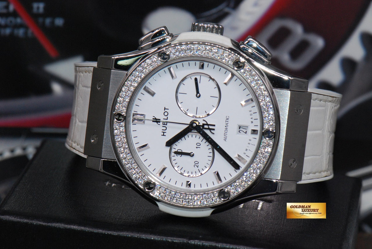 [SOLD] HUBLOT CLASSIC FUSION 42mm LADIES CHRONOGRAPH DIAMOND WHITE AUTOMATIC (NEAR MINT)