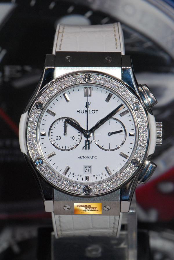 [SOLD] HUBLOT CLASSIC FUSION 42mm LADIES CHRONOGRAPH DIAMOND WHITE AUTOMATIC (NEAR MINT)