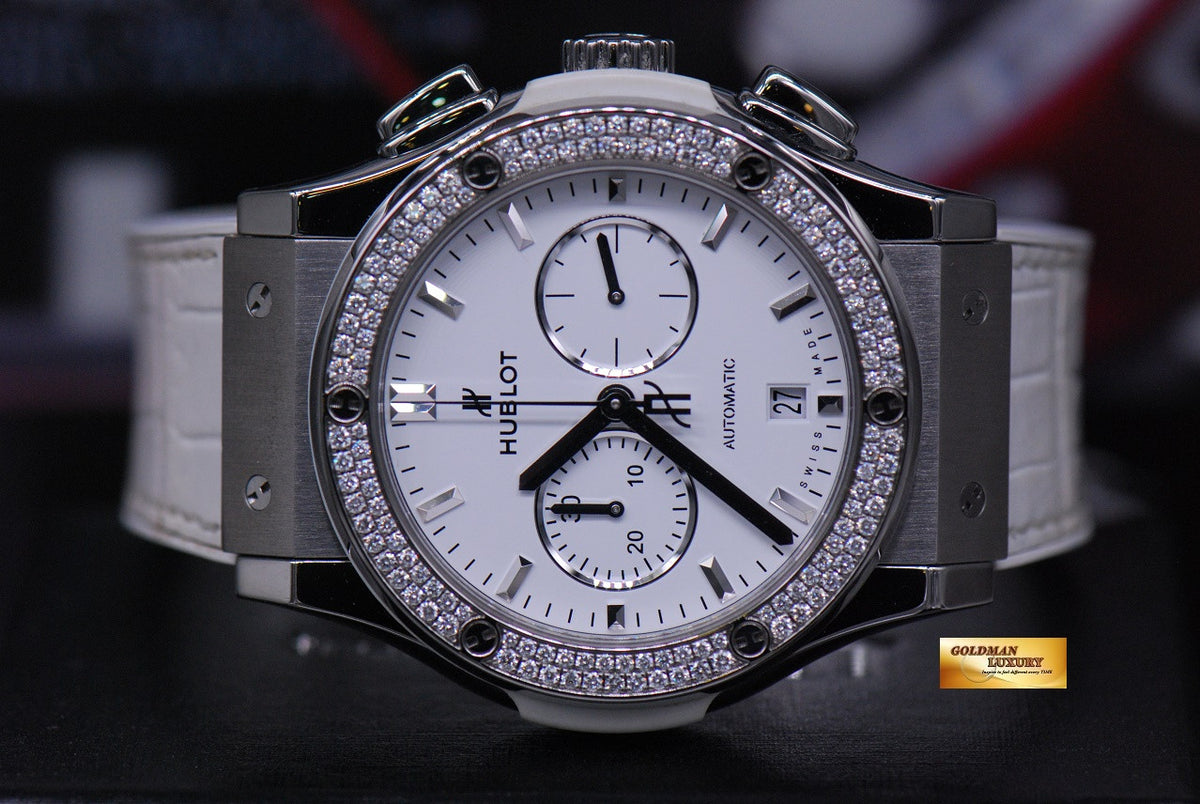 [SOLD] HUBLOT CLASSIC FUSION 42mm LADIES CHRONOGRAPH DIAMOND WHITE AUTOMATIC (NEAR MINT)