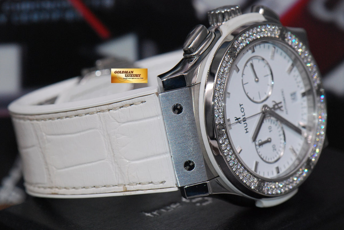 [SOLD] HUBLOT CLASSIC FUSION 42mm LADIES CHRONOGRAPH DIAMOND WHITE AUTOMATIC (NEAR MINT)