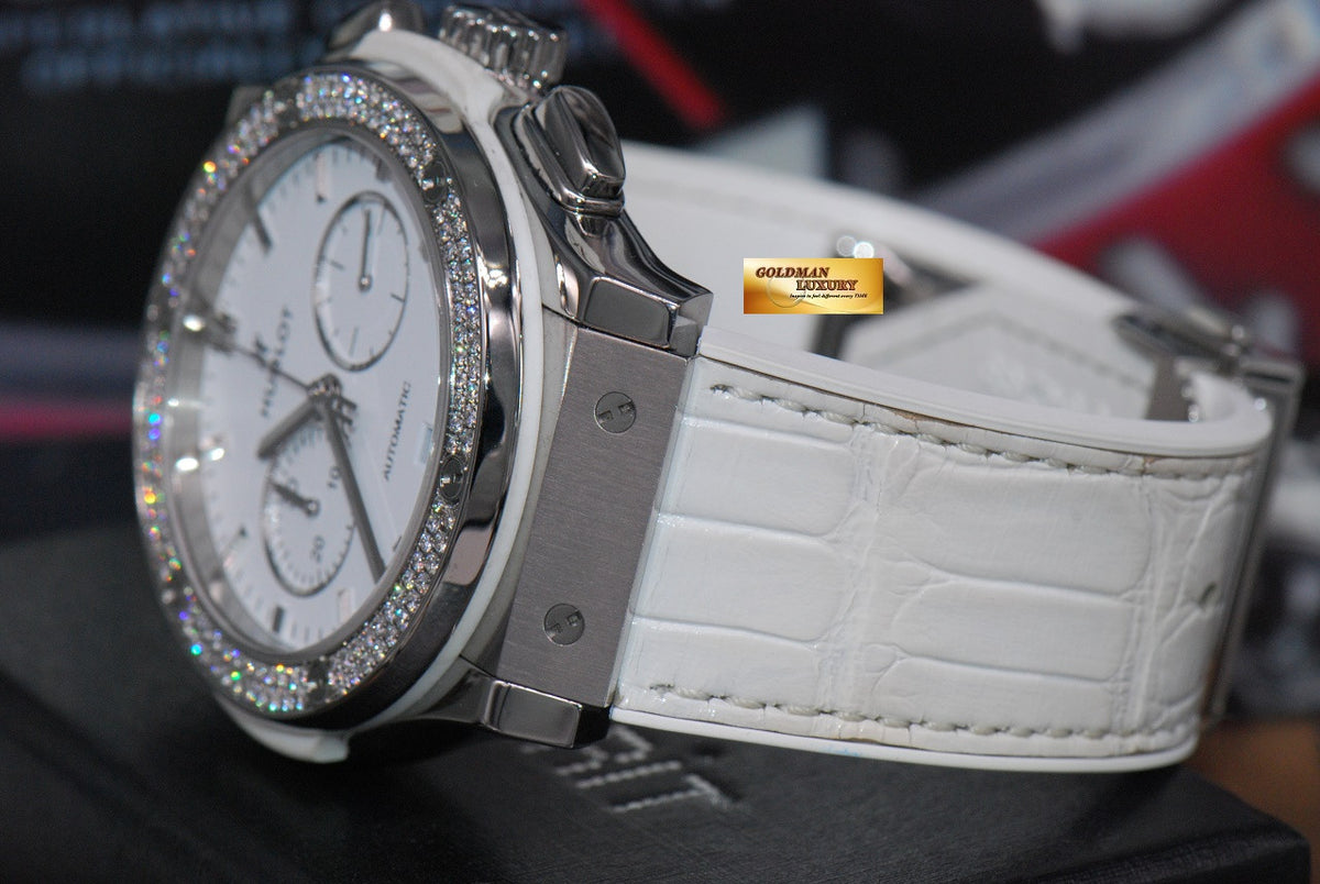 [SOLD] HUBLOT CLASSIC FUSION 42mm LADIES CHRONOGRAPH DIAMOND WHITE AUTOMATIC (NEAR MINT)