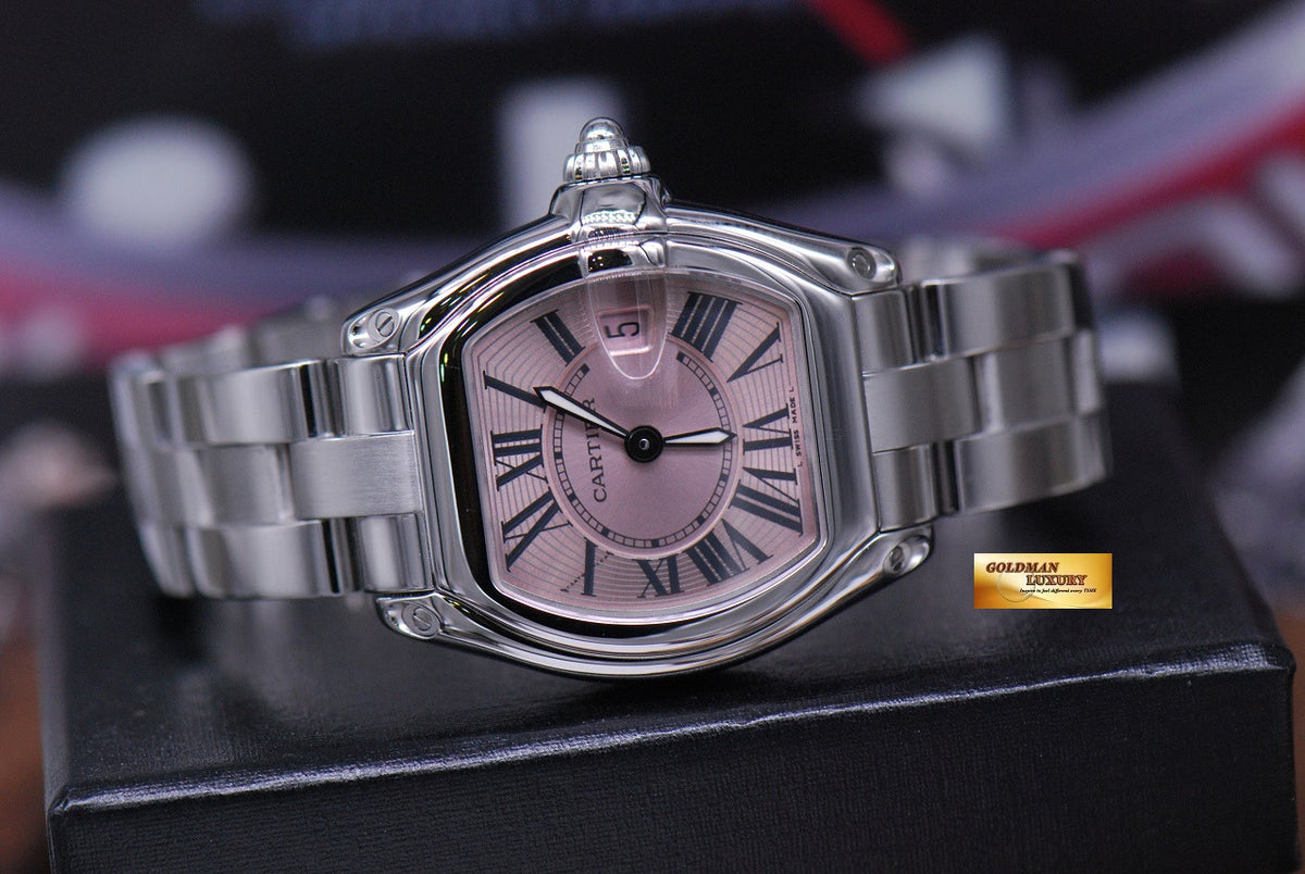 [SOLD] CARTIER ROADSTER SMALL LADIES SS PINK QUARTZ (MINT)