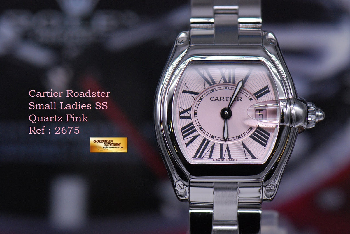 [SOLD] CARTIER ROADSTER SMALL LADIES SS PINK QUARTZ (MINT)