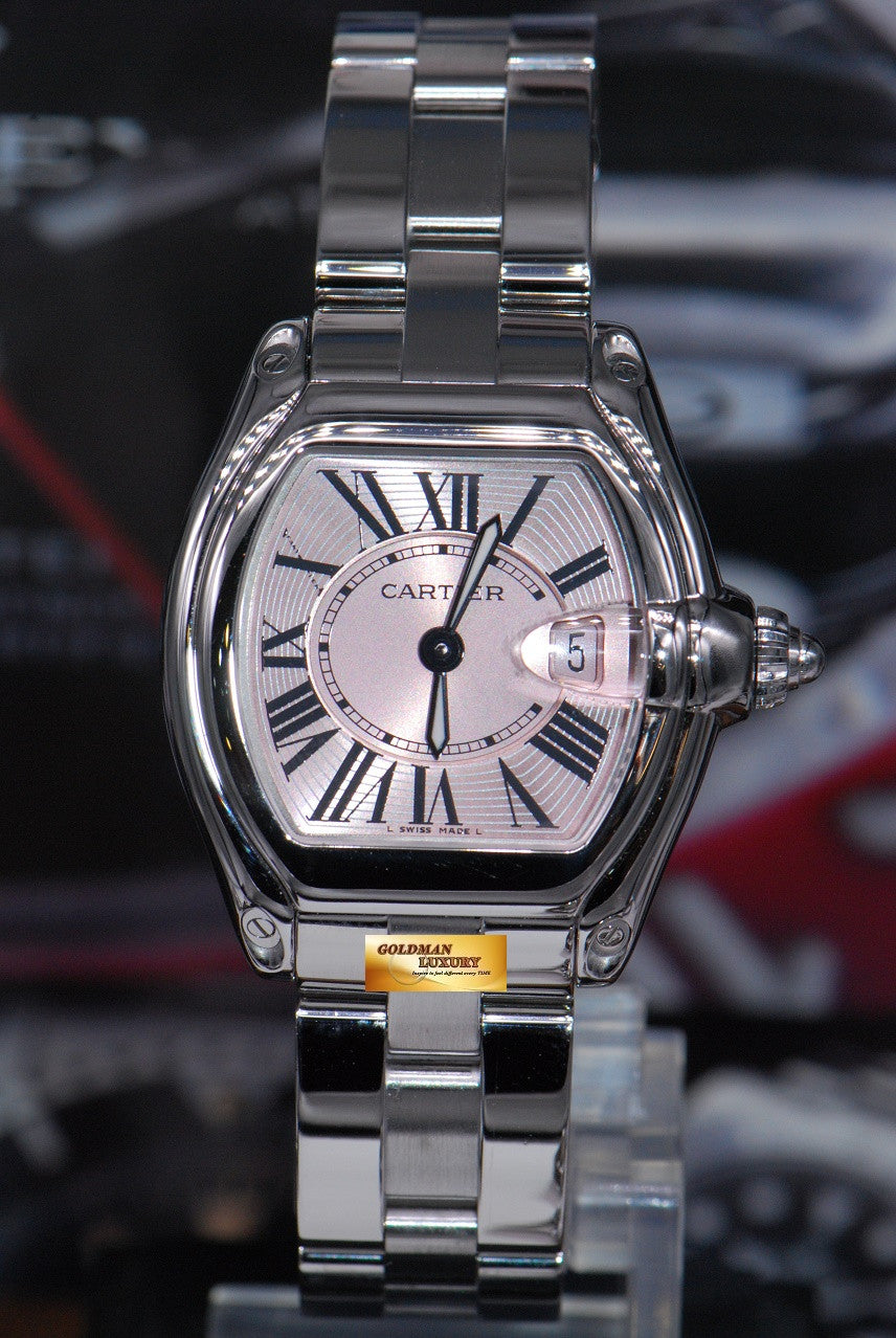 [SOLD] CARTIER ROADSTER SMALL LADIES SS PINK QUARTZ (MINT)
