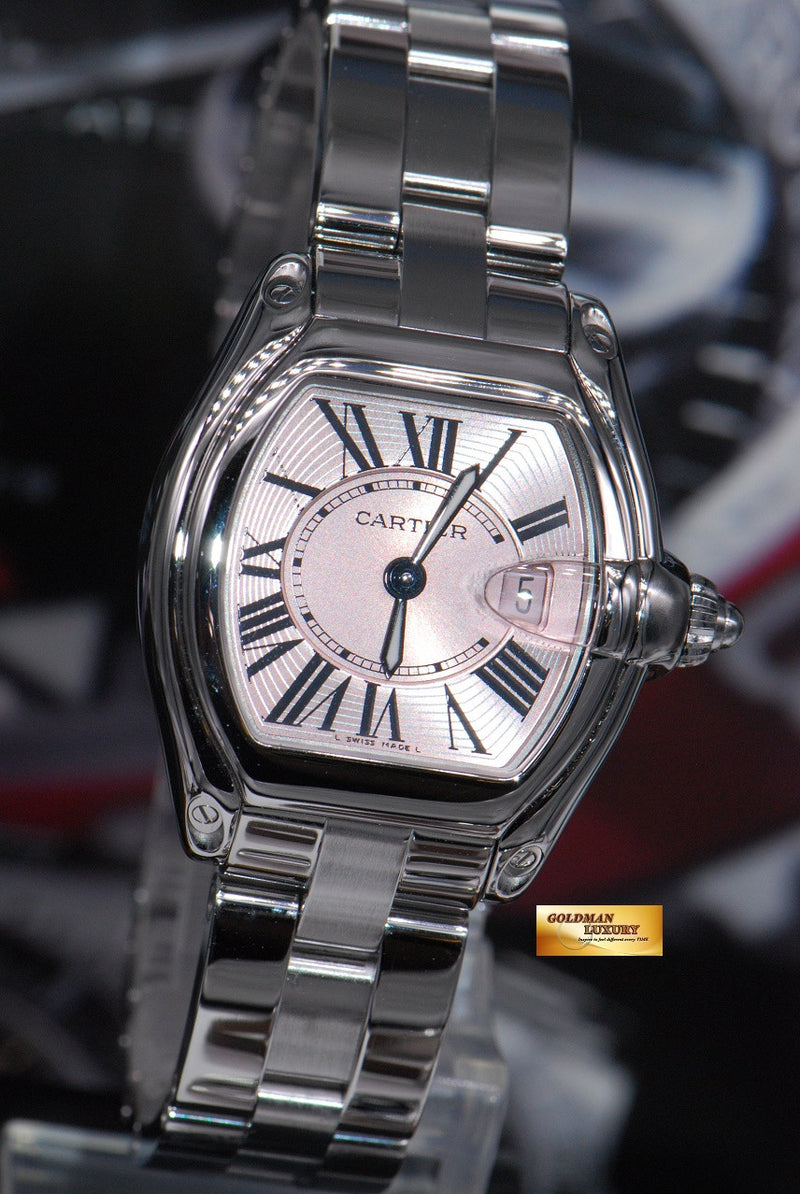 SOLD CARTIER ROADSTER SMALL LADIES SS PINK QUARTZ MINT