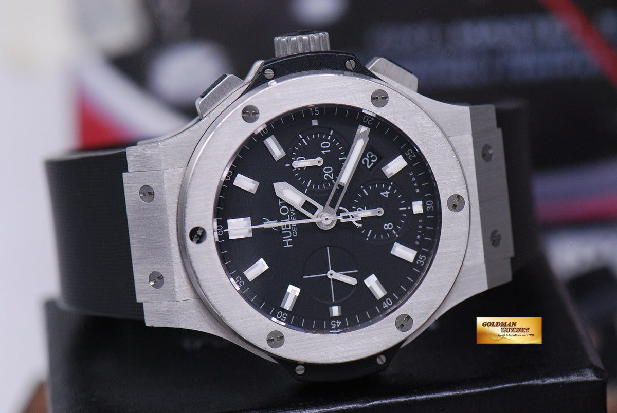 [SOLD] HUBLOT BIG BANG 44mm CHRONOGRAPH SS BEZEL BLACK AUTOMATIC (NEAR MINT)