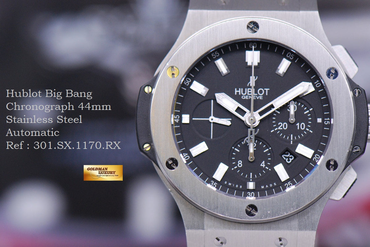 [SOLD] HUBLOT BIG BANG 44mm CHRONOGRAPH SS BEZEL BLACK AUTOMATIC (NEAR MINT)