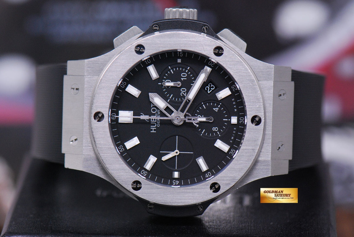 [SOLD] HUBLOT BIG BANG 44mm CHRONOGRAPH SS BEZEL BLACK AUTOMATIC (NEAR MINT)