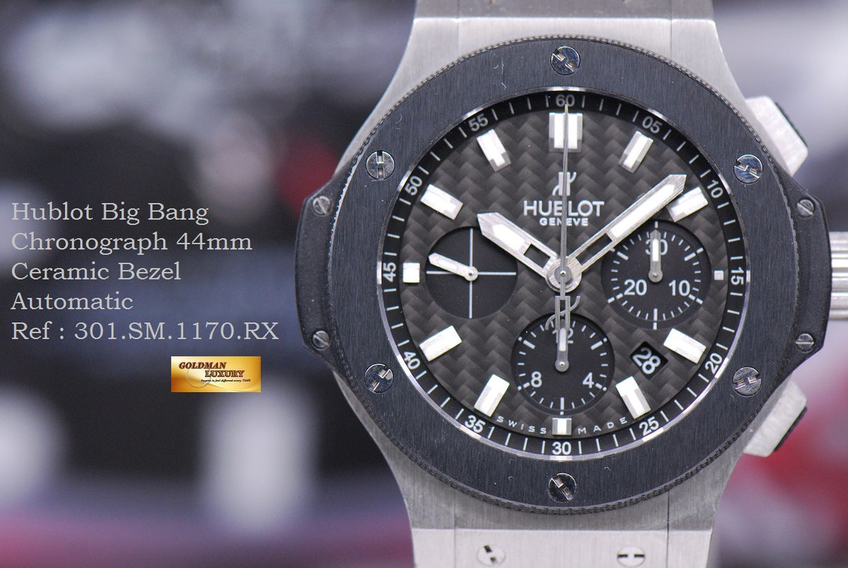 [SOLD] HUBLOT BIG BANG 44mm CHRONOGRAPH CERAMIC BEZEL BLACK AUTOMATIC (MINT)
