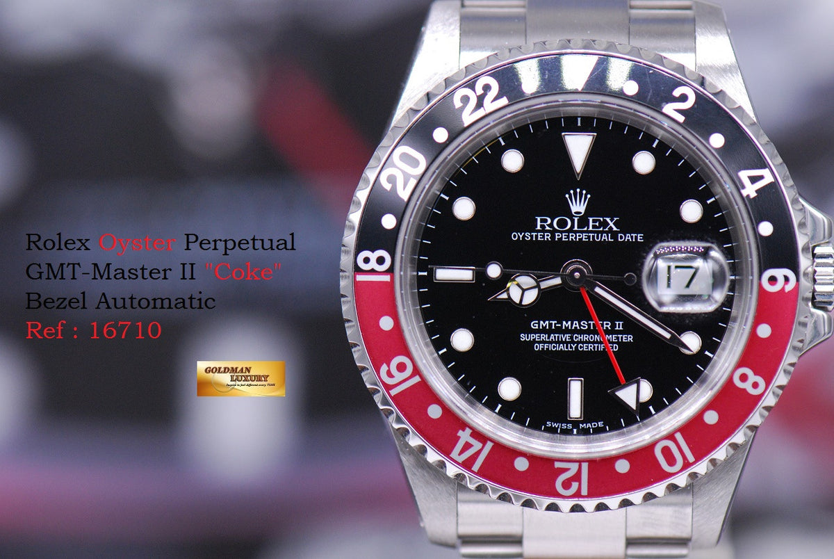 [SOLD] ROLEX OYSTER PERPETUAL GMT-MASTER II "COKE" BEZEL Ref 16710 (NEAR MINT)