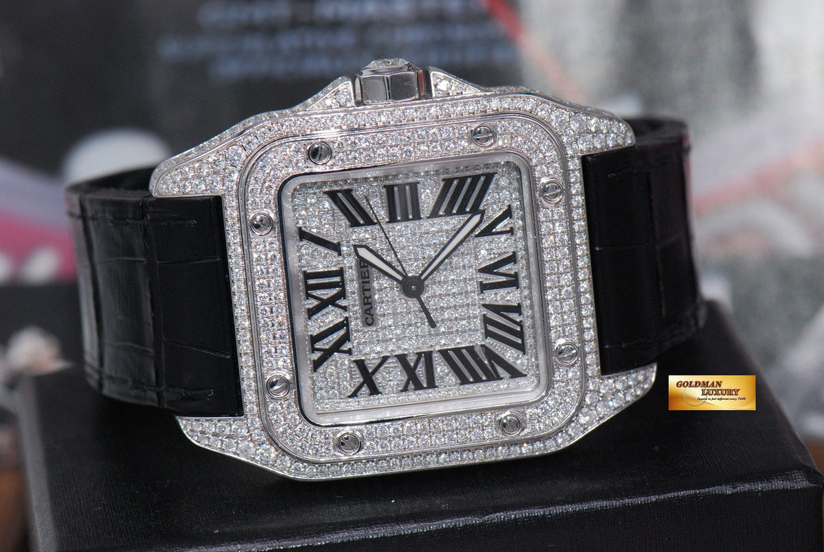 [SOLD] CARTIER SANTOS 100 XL CUSTOM FULL PAVED DIAMONDS AUTOMATIC (MINT)
