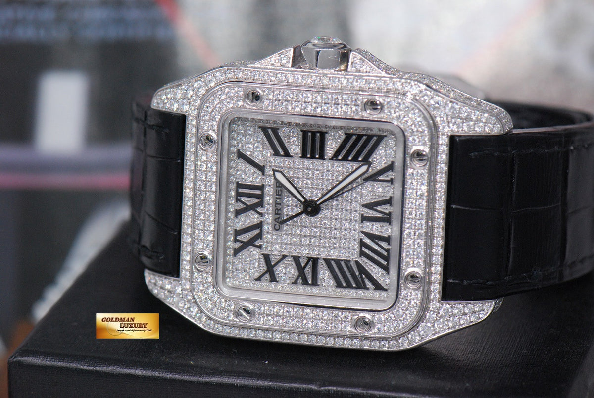 [SOLD] CARTIER SANTOS 100 XL CUSTOM FULL PAVED DIAMONDS AUTOMATIC (MINT)