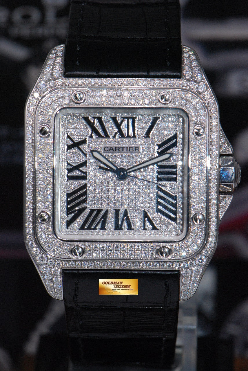 [SOLD] CARTIER SANTOS 100 XL CUSTOM FULL PAVED DIAMONDS AUTOMATIC (MINT)