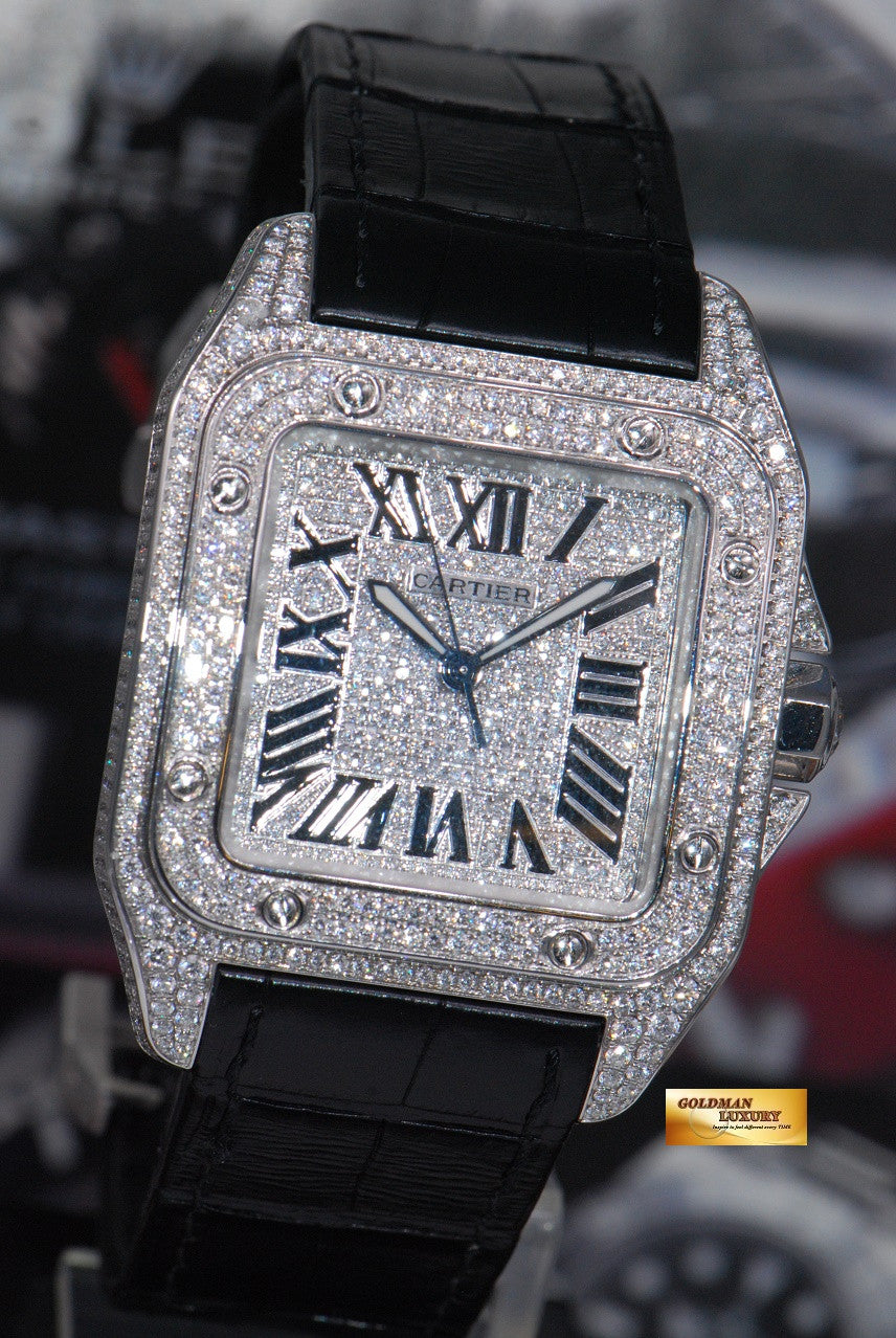[SOLD] CARTIER SANTOS 100 XL CUSTOM FULL PAVED DIAMONDS AUTOMATIC (MINT)