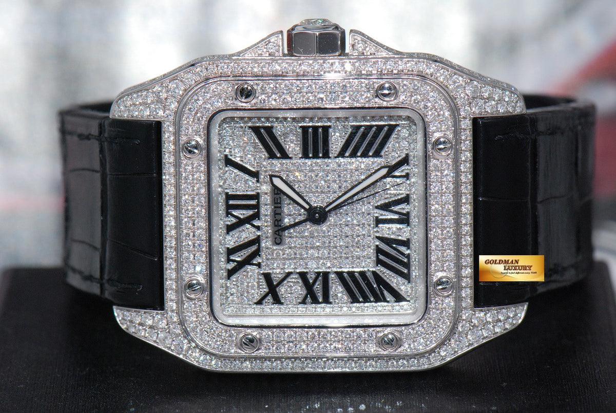 [SOLD] CARTIER SANTOS 100 XL CUSTOM FULL PAVED DIAMONDS AUTOMATIC (MINT)