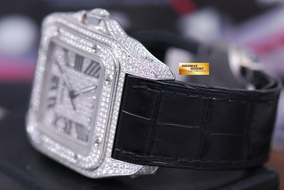 [SOLD] CARTIER SANTOS 100 XL CUSTOM FULL PAVED DIAMONDS AUTOMATIC (MINT)